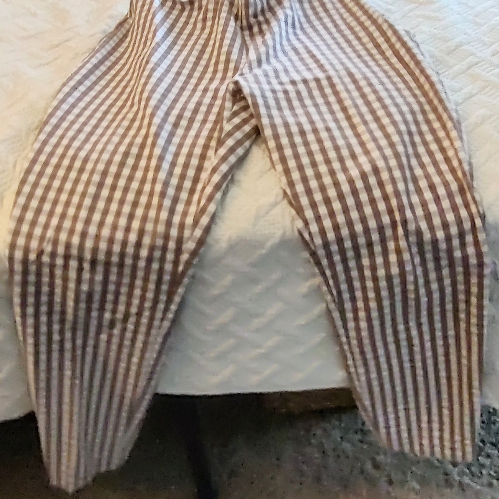 A New Day Brown, Cream And Tan Checked Straight Leg Pants